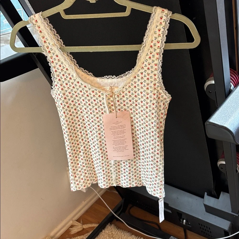 Christy Dawn Cream Tank Top with Small Floral Print - Picture 3 of 15